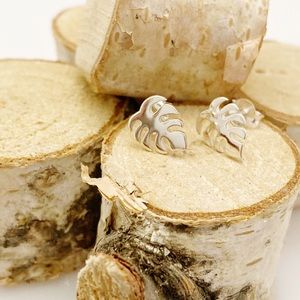 Sterling Silver Monstera Earrings